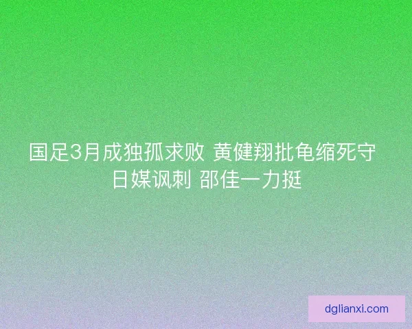 国足3月成独孤求败 黄健翔批龟缩死守 日媒讽刺 邵佳一力挺