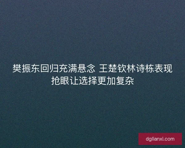 樊振东回归充满悬念 王楚钦林诗栋表现抢眼让选择更加复杂