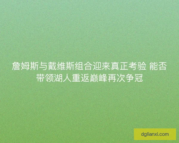 詹姆斯与戴维斯组合迎来真正考验 能否带领湖人重返巅峰再次争冠