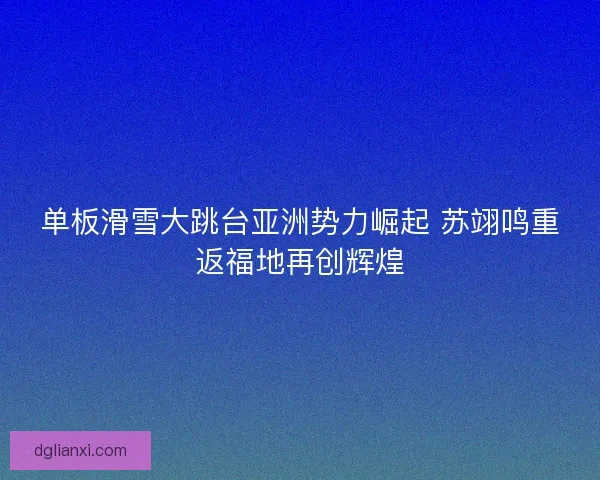 单板滑雪大跳台亚洲势力崛起 苏翊鸣重返福地再创辉煌